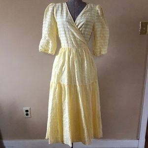 Monki Seersucker Puff Sleeve Dress